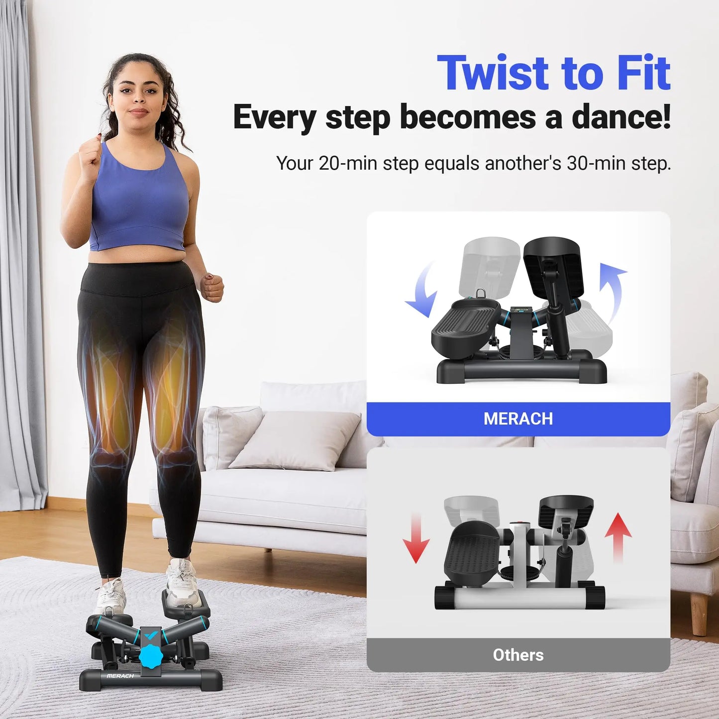 Merach Mini Stepper with Resistance Bands for Fitness and 330LBS Capacity
