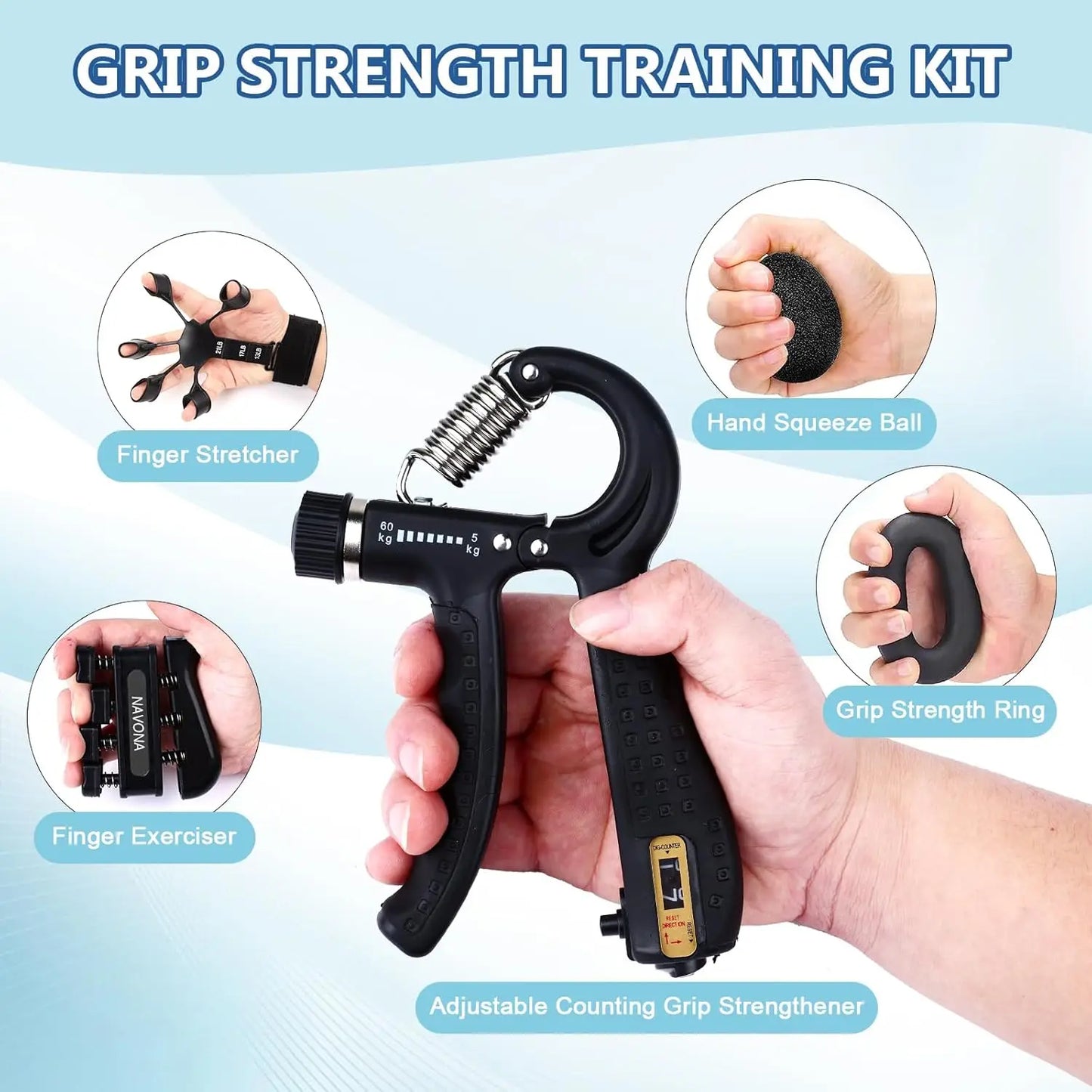 Grip Trainer Kit by Unisex for Strength and Injury Recovery