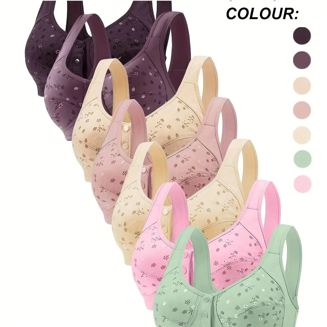 Hicloth Front Buckle Floral Breastfeeding Bra Wireless Support