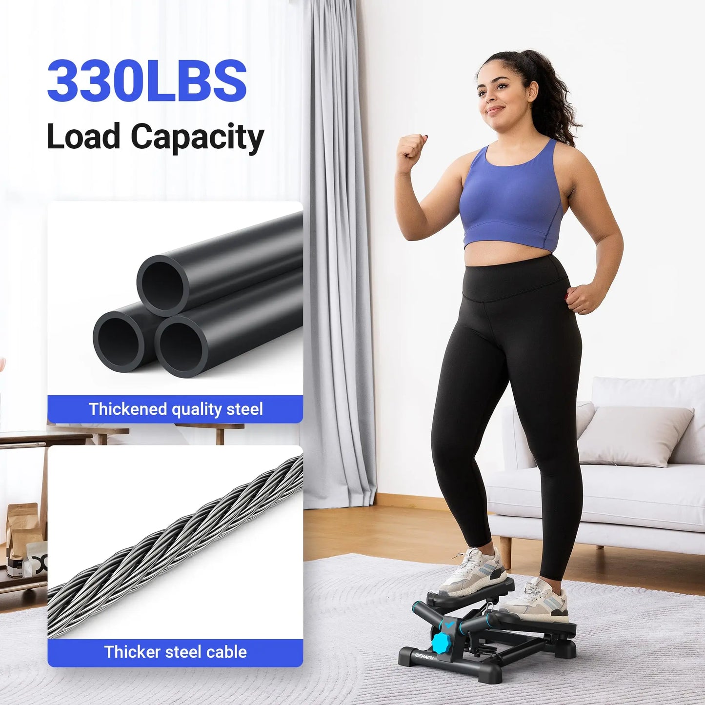 Merach Mini Stepper with Resistance Bands for Home Fitness 330LBS Capacity