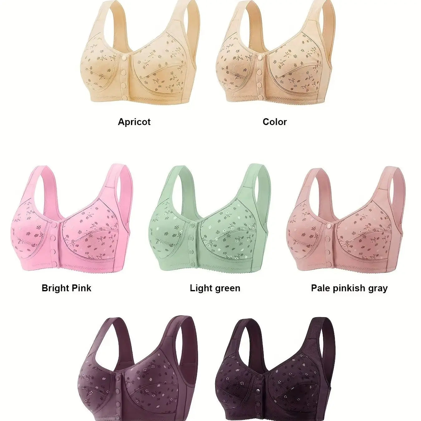 Hicloth Front Buckle Floral Breastfeeding Bra Wireless Support
