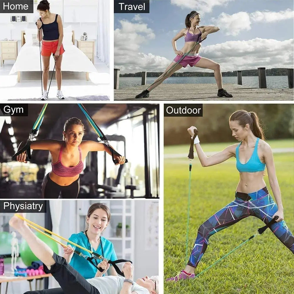 Latex Resistance Pull Bands Set for Pilates Yoga CrossFit Fitness 11 Pieces