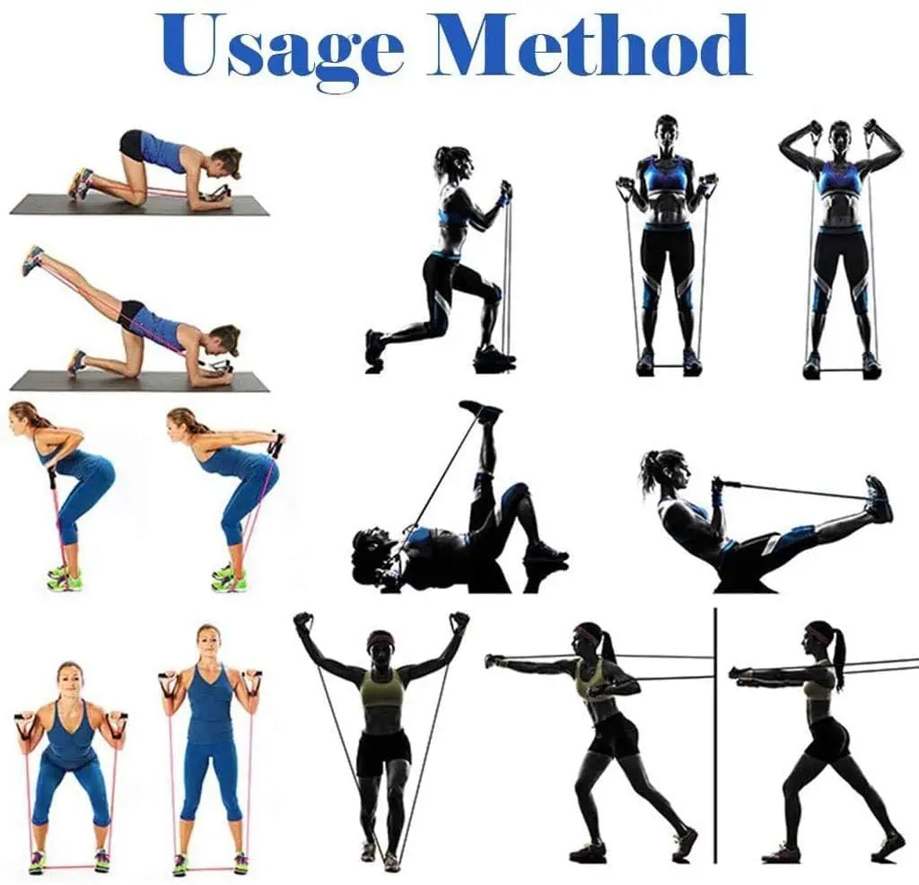 Latex Resistance Pull Bands Set for Pilates Yoga CrossFit Fitness 11 Pieces