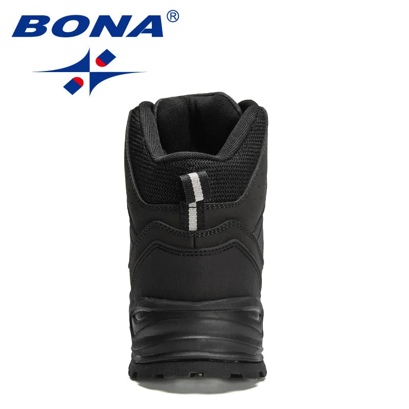 Bona Men's Winter Snow Boots Plush Leather Ankle Hiking Boots Super Warm