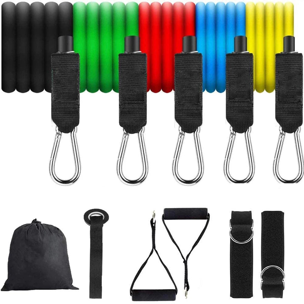 Latex Resistance Pull Bands Set for Pilates Yoga CrossFit Fitness 11 Pieces