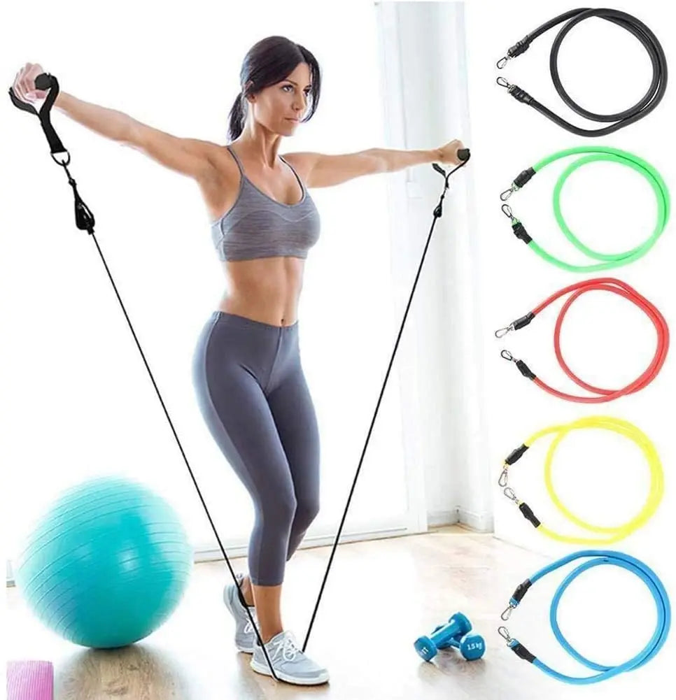 Latex Resistance Pull Bands Set for Pilates Yoga CrossFit Fitness 11 Pieces