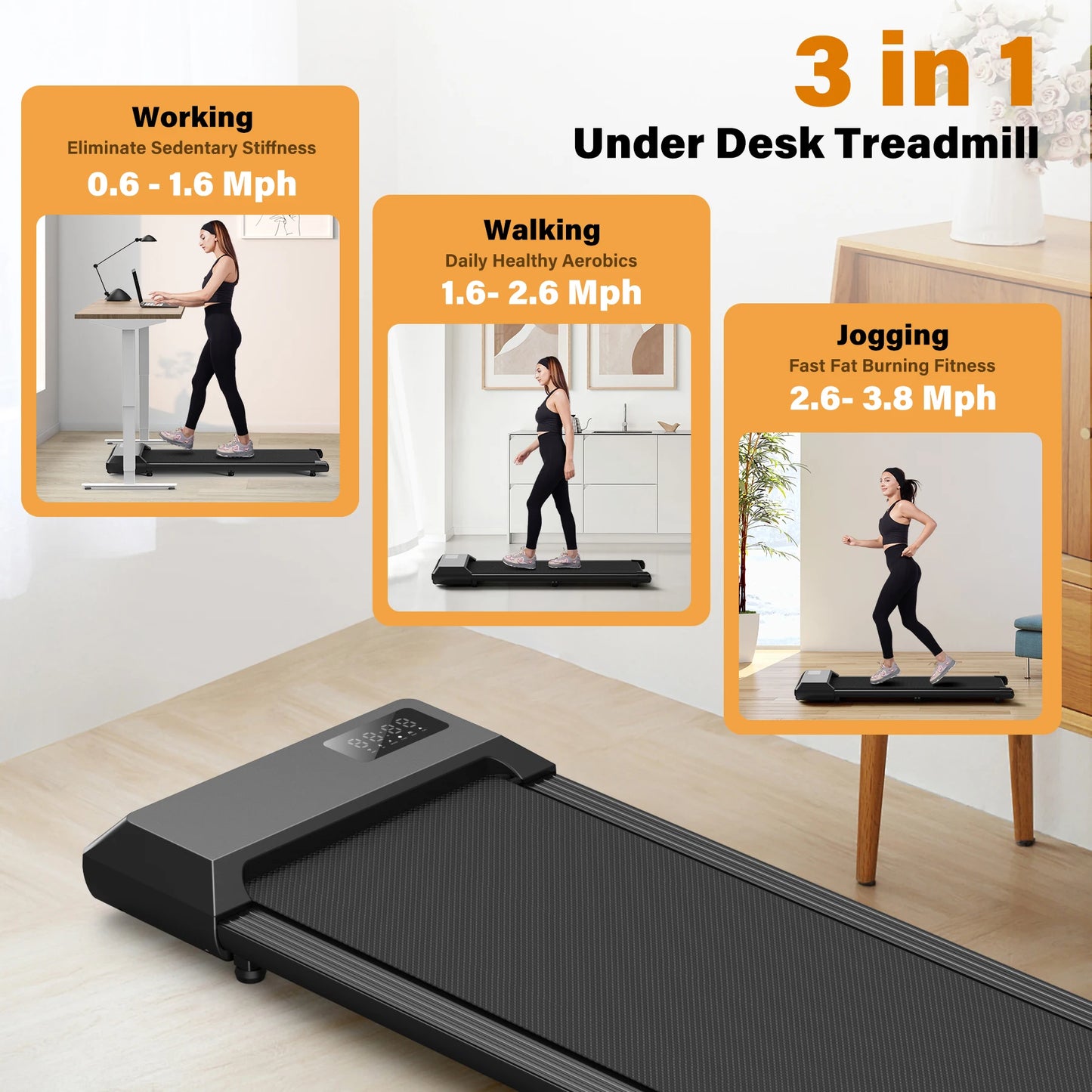 Smart Under Desk Treadmill with APP Remote Control for Home Office Exercise
