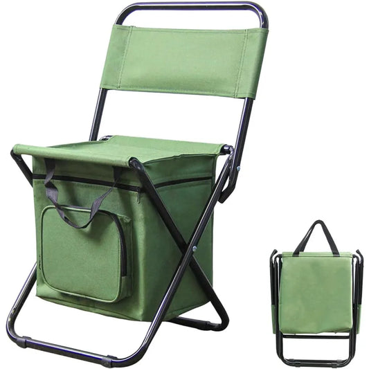 Fold Portable Fishing Chair With Cooler Bag And Backrest