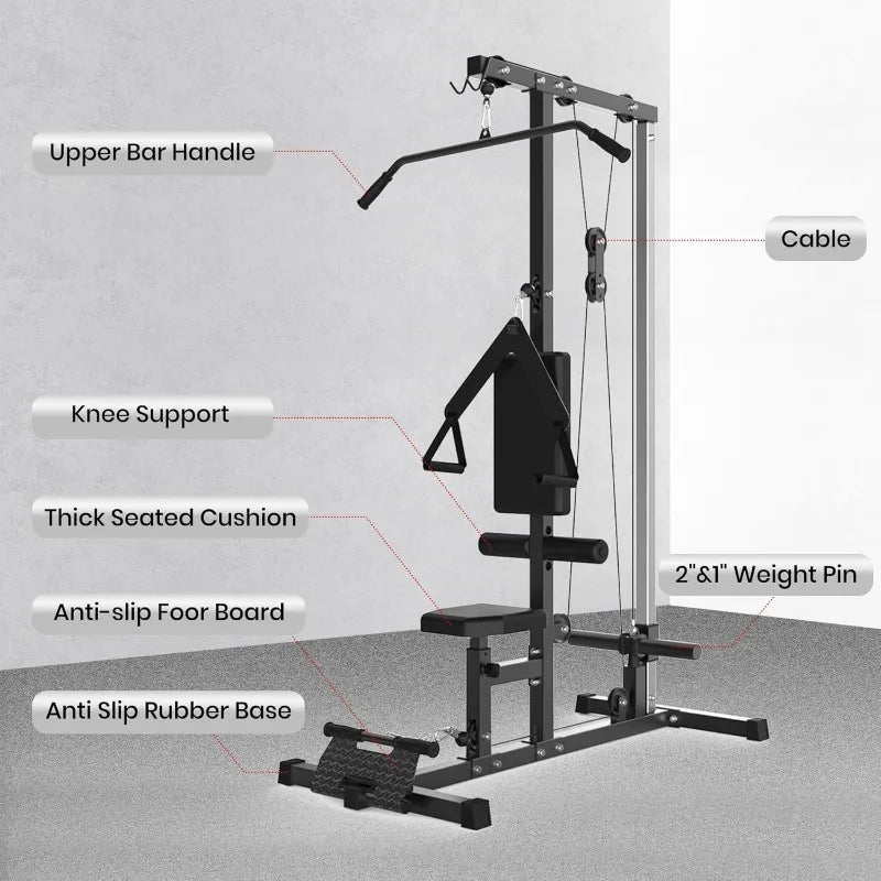 Multi-Functional LAT Pulldown Machine with High Low Pulley for Home Gym
