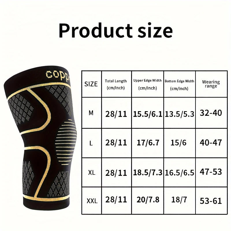 2-Pack Copper Ion Sports Knee Pads, Breathable Non-Slip Outdoor Basketball Fitness Running Basketball Fitness Knee Pads