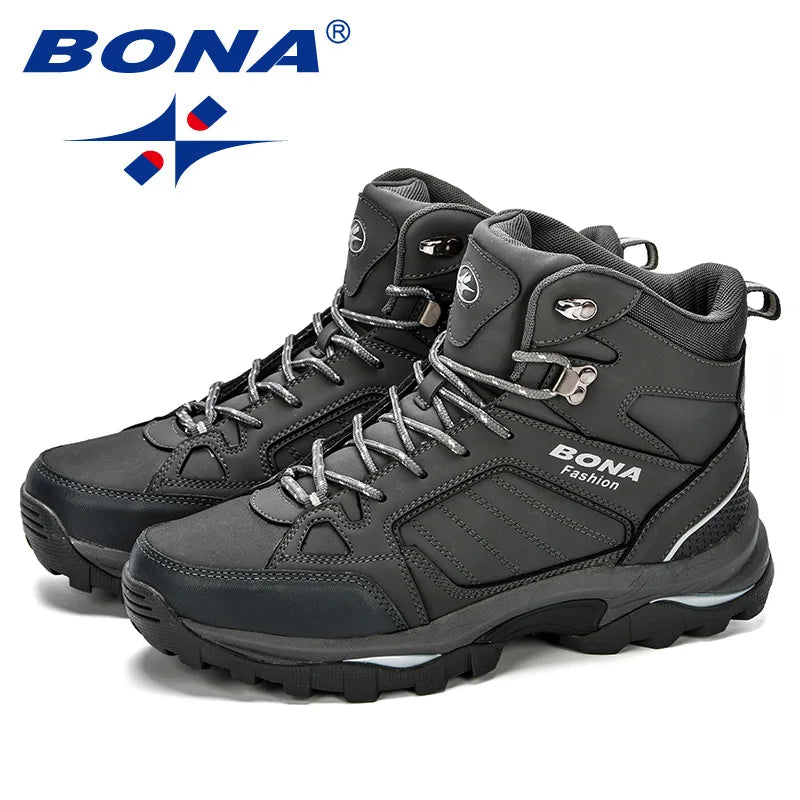 BONA 2023 Winter High Top Suede Boots for Men with Plush Lining and Anti-Slip