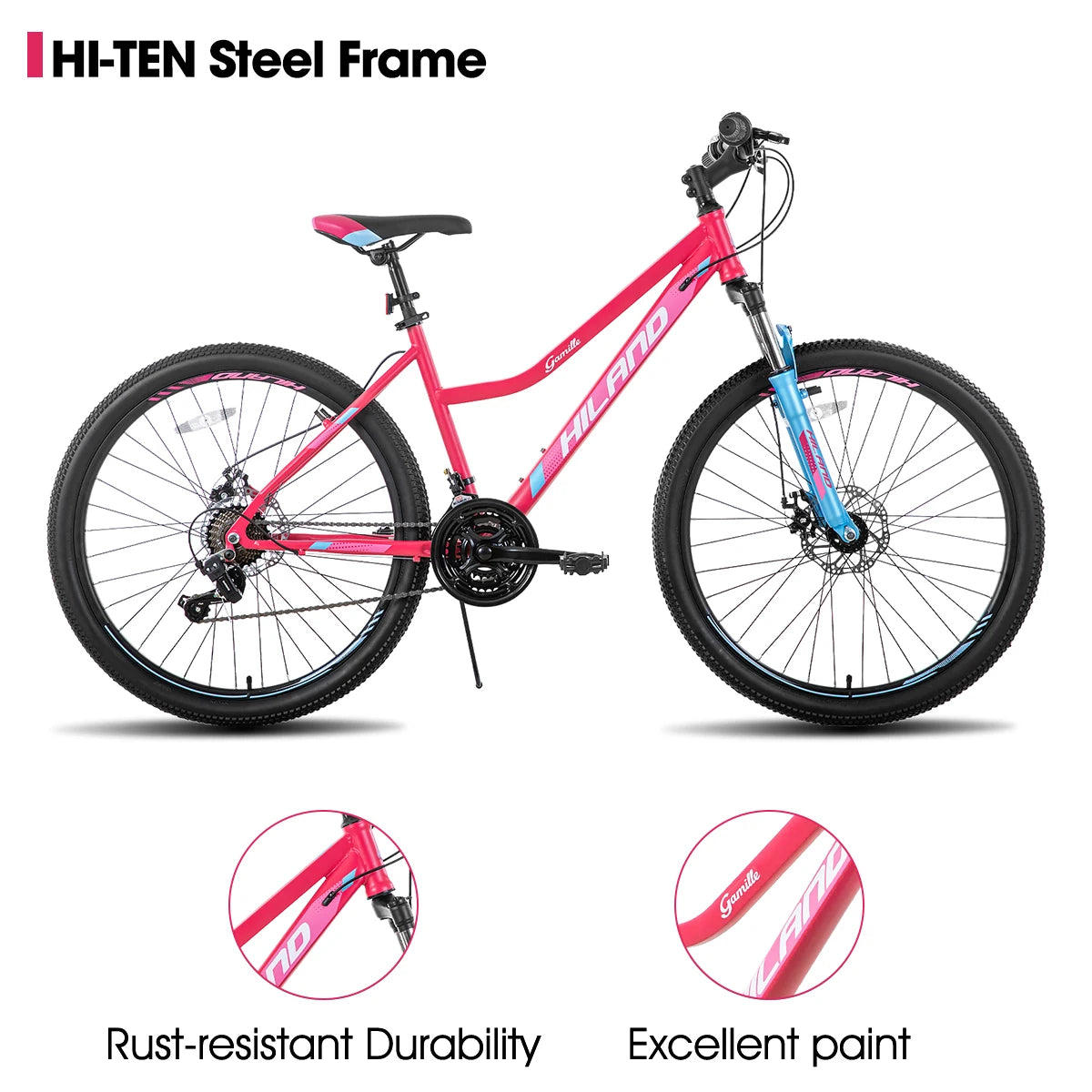 Hiland 26 Inch Womens Mountain Bike with Shimano 21 Speeds and Suspension Fork