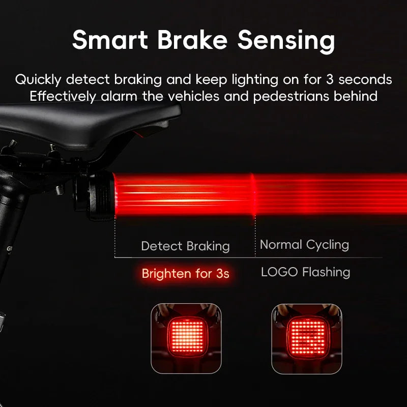 ROCKBROS Bike Rear Light with Sync Brake Sensing 12 Modes