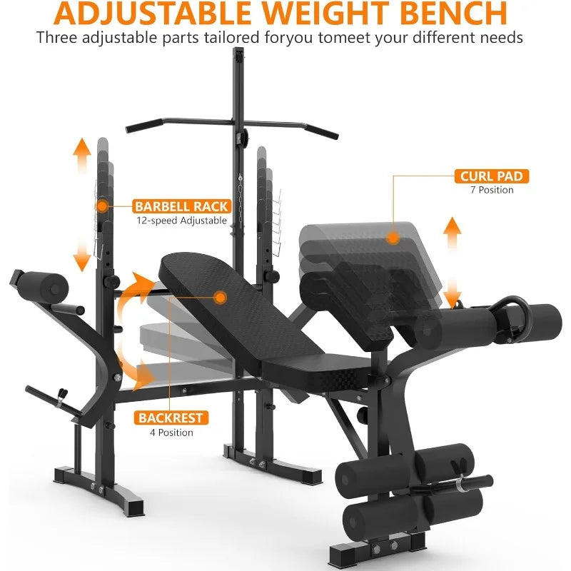 YTYINH Adjustable Multi Function Weight Bench Leg Curl