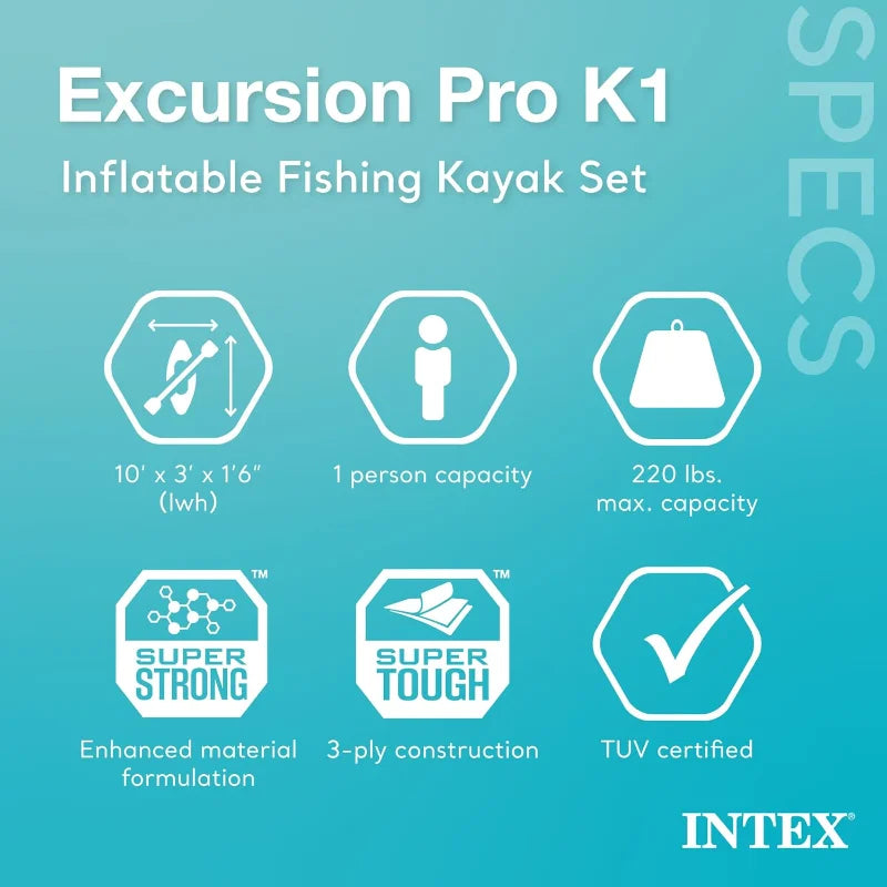 Intex Excursion Pro K1 Inflatable Kayak Set with Paddles and Pump
