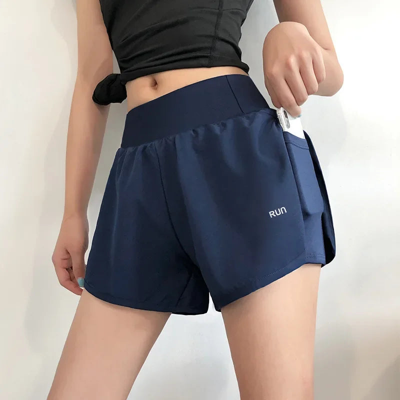 CN Yoga Shorts Women Quick Dry Biker Workout Running Pocket