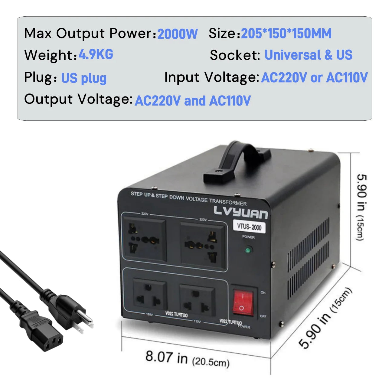 Foval 5000W 110V To 220V Voltage Transformer Converter