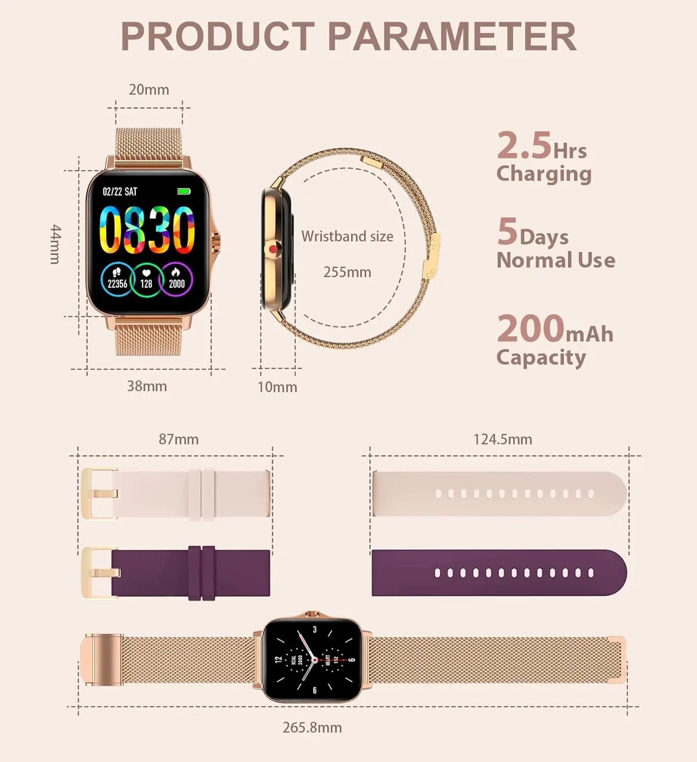 Smart Watch for Women(Call Receive/Dial), Fitness Tracker Smartwatch for Android iOS Phones Heart Rate Sleep Monitor Pedometer