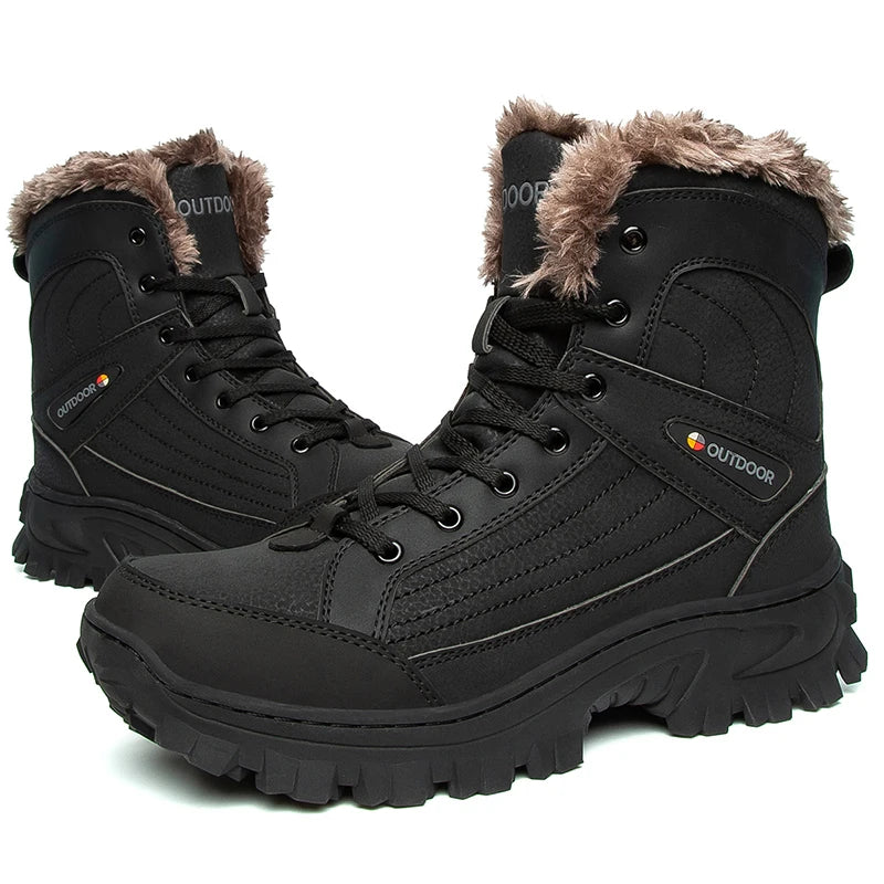 Men's Plush Waterproof Winter Snow Boots with Anti-Slip Comfort and Warmth