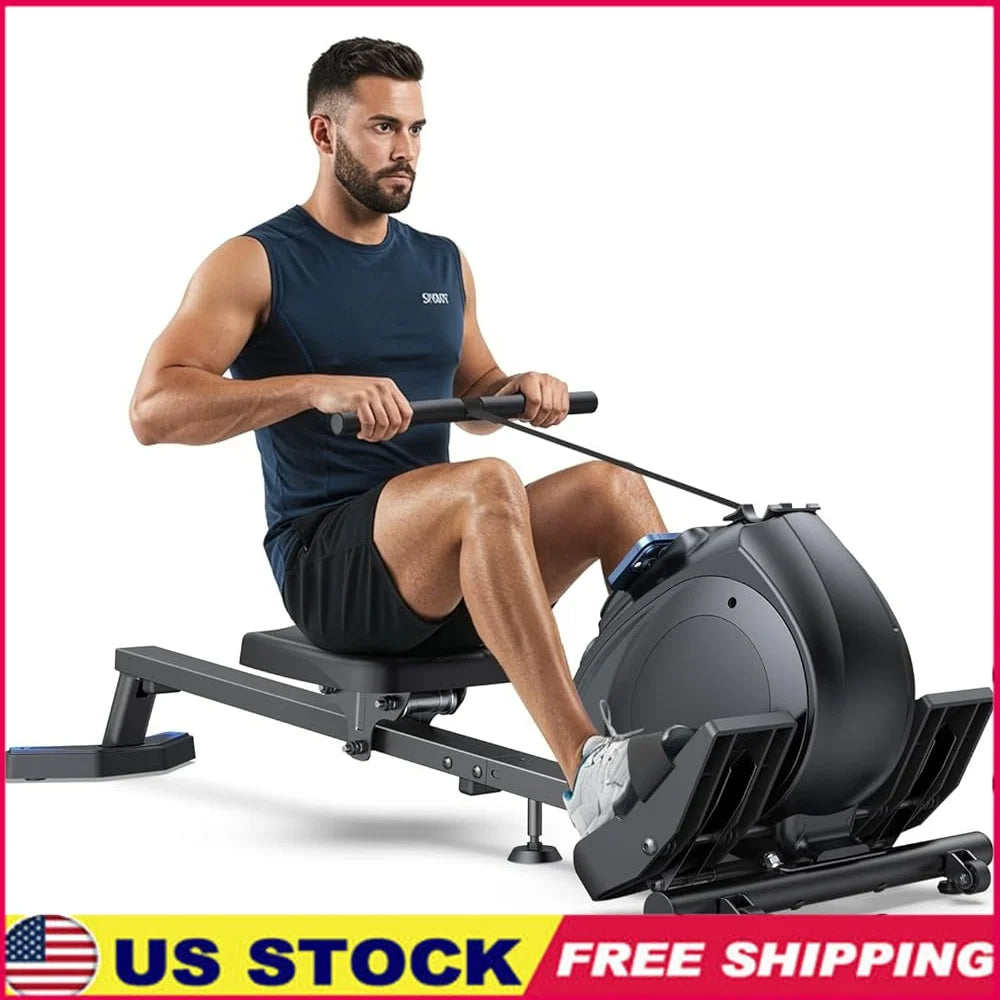 Magnetic Rowing Machine Compact Indoor Rower 300lbs Adjustable Resistance
