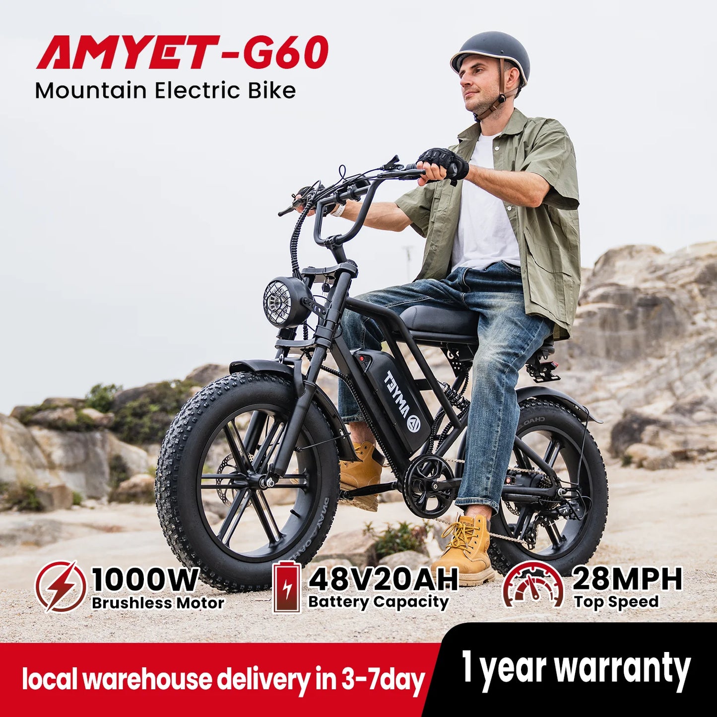 AMYET V9 G60 Adults Electric Bike 1000W Motor 48V Battery