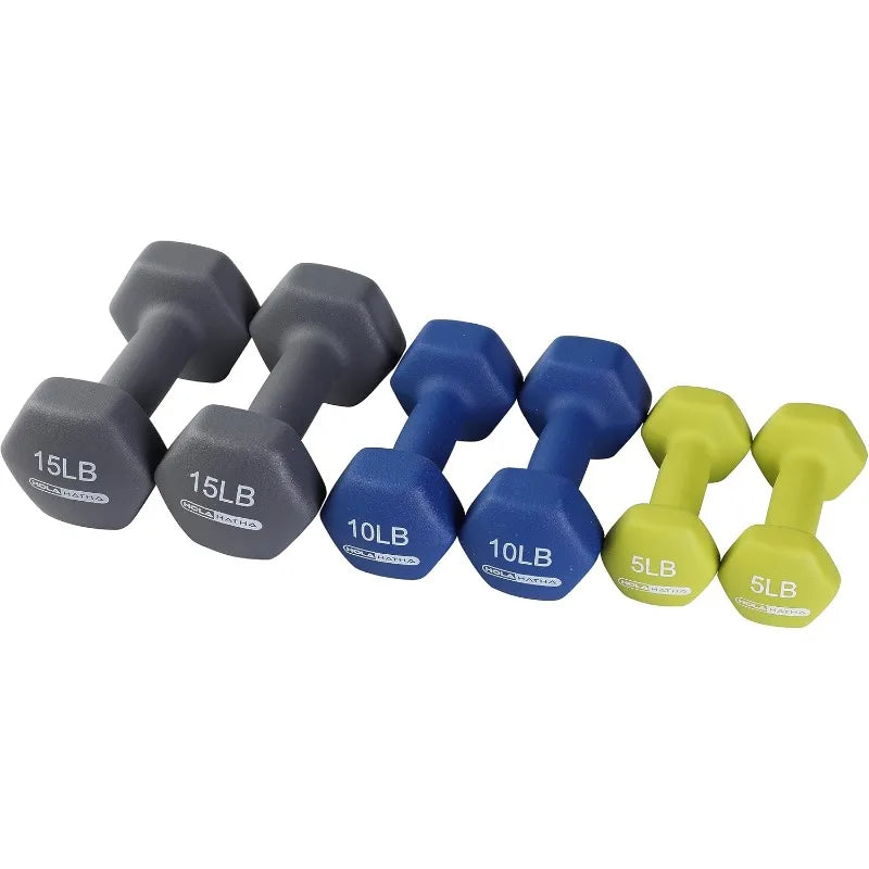 HolaHatha Neoprene Dumbbell Weight Set with Rack for Home Strength Training