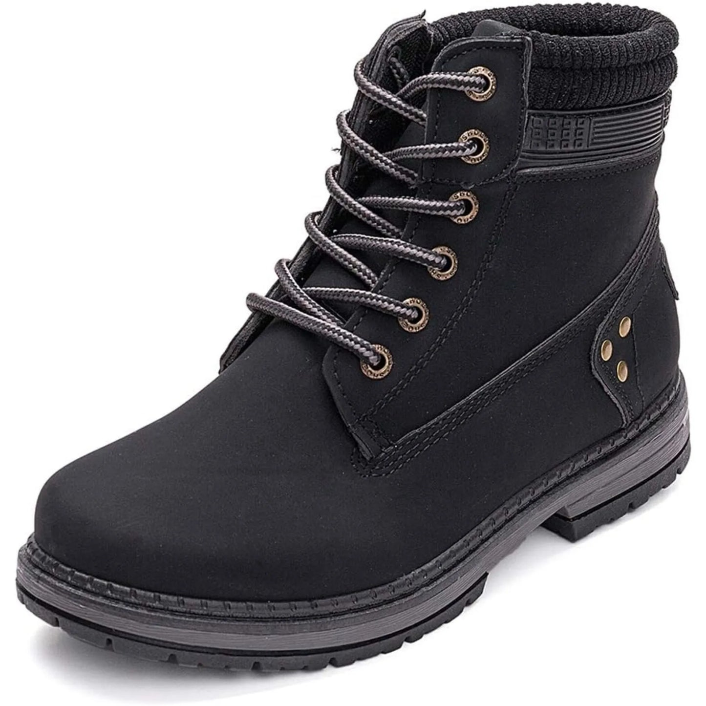 Women's Waterproof Hiking Combat Ankle Boots Lace Up Low Heel Booties