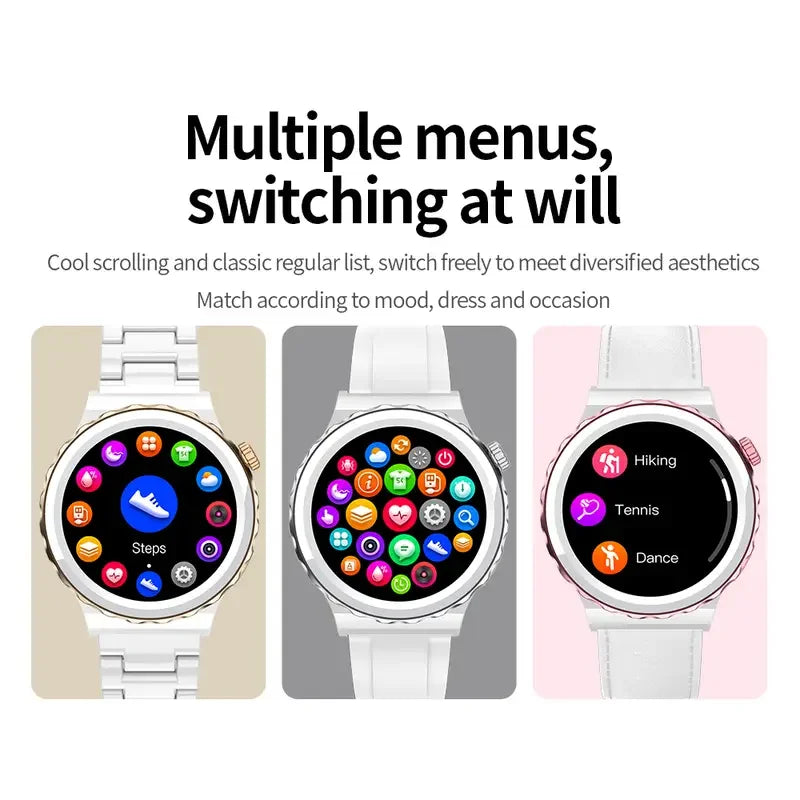 Stylish Waterproof Smart Watch for Women with Built-in Fitness Tracker, Heart Rate, Blood Pressure, SpO2, Sleep Monitor and NFC