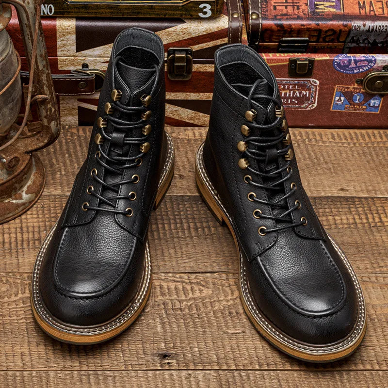KOWM Men's Waterproof Hiking Shoes Leather Tactical Boots for Outdoor Adventures