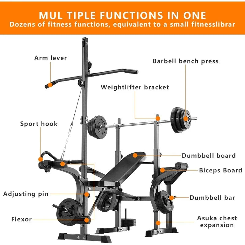 YTYINH Adjustable Multi Function Weight Bench Leg Curl