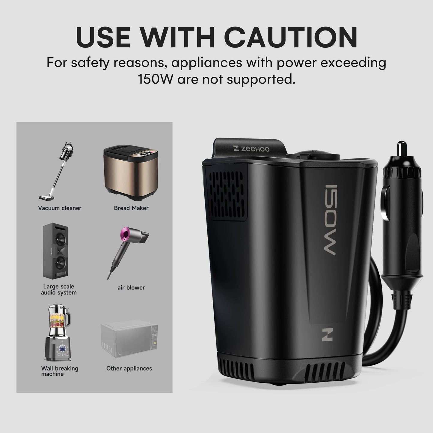 Hign Concerned 150W Car Power Inverter 12VDC To 110V AC