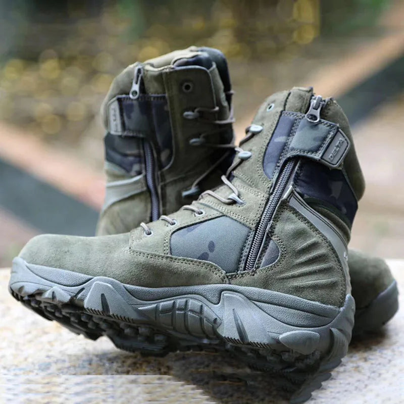 Camouflage Outdoor Men's Safety Boots for Hiking and Combat Training