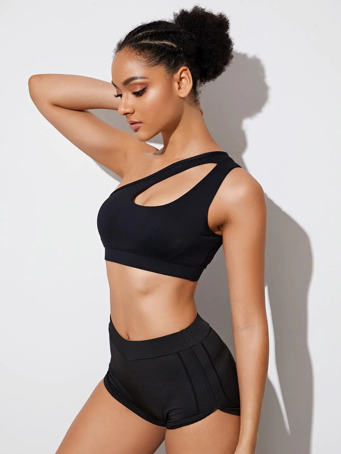 Sports Bra Push Up One Shoulder Shockproof Fitness Yoga