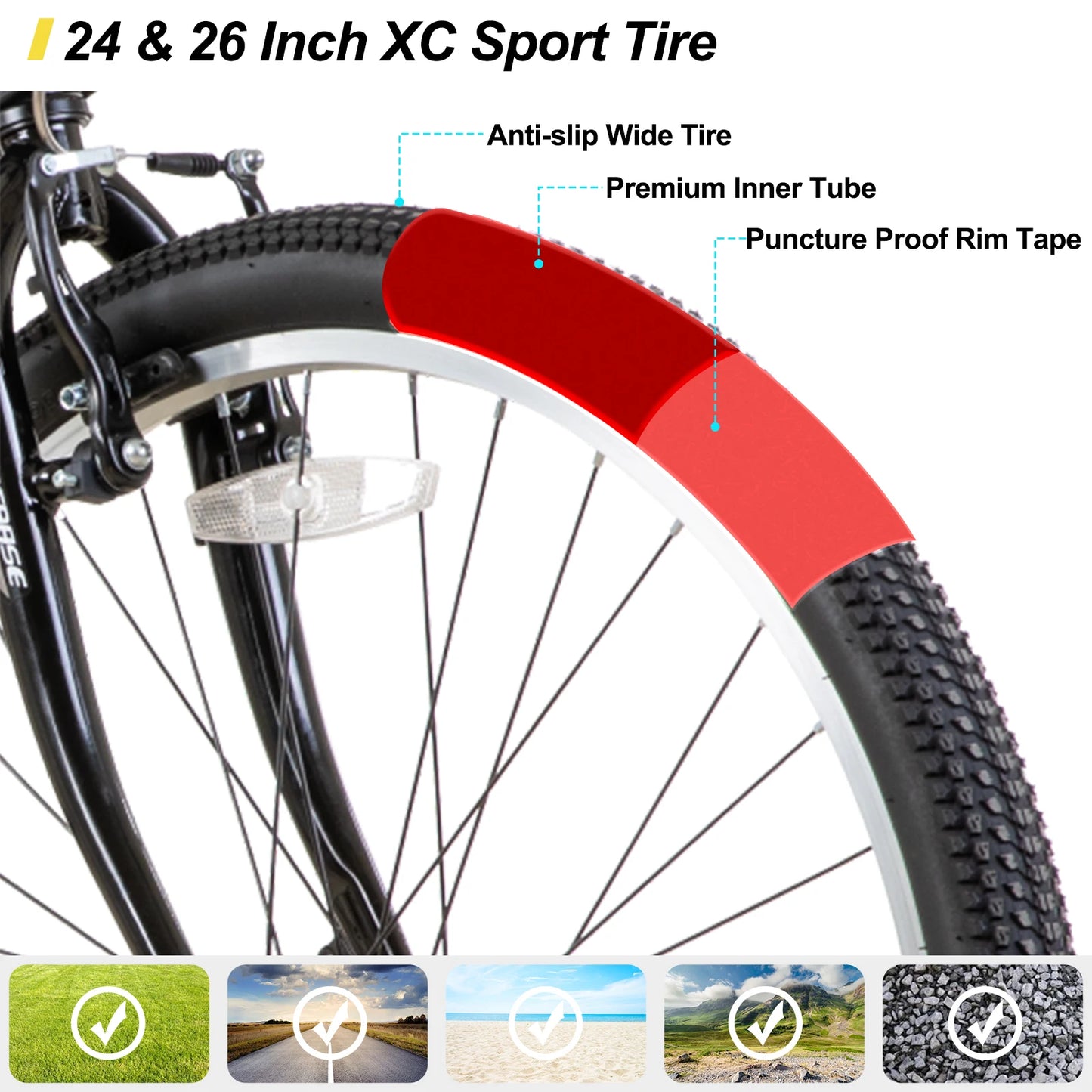 Joystar Mountain Bike 21 Speeds High Carbon Steel Frame