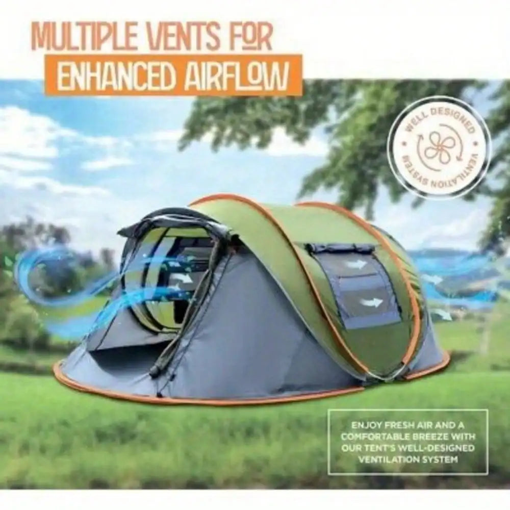 Building 4 Person Easy Pop Up Camping Tent With Two Doors