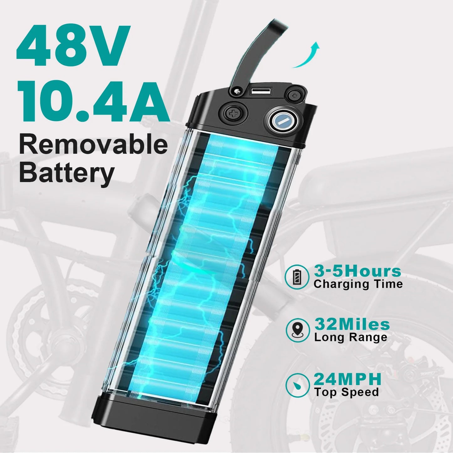 LELEKUAI 14 Inch Electric Folding Bike with Removable Battery