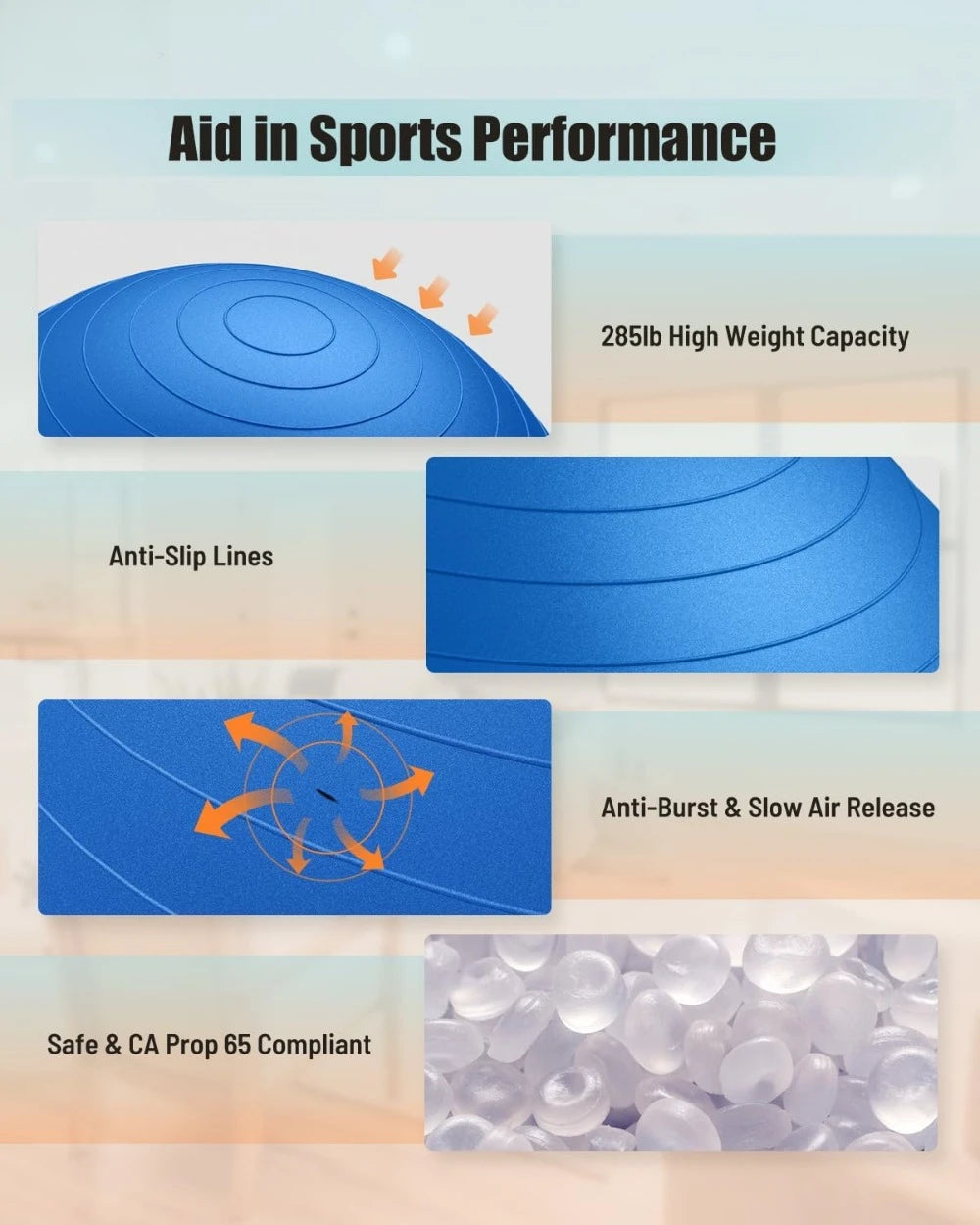 Hignconcerned Yoga Ball Anti Slip Swiss Ball for Stability