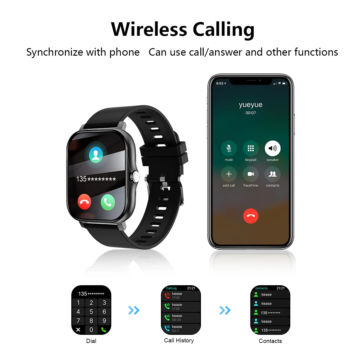 Smart Watch with Wireless Calling Fitness Tracker and Sport Mode for All Devices