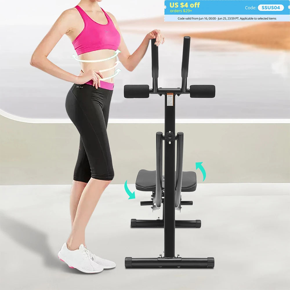 150kg Abdominal Crunch Trainer Foldable Home Gym Fitness Equipment Black