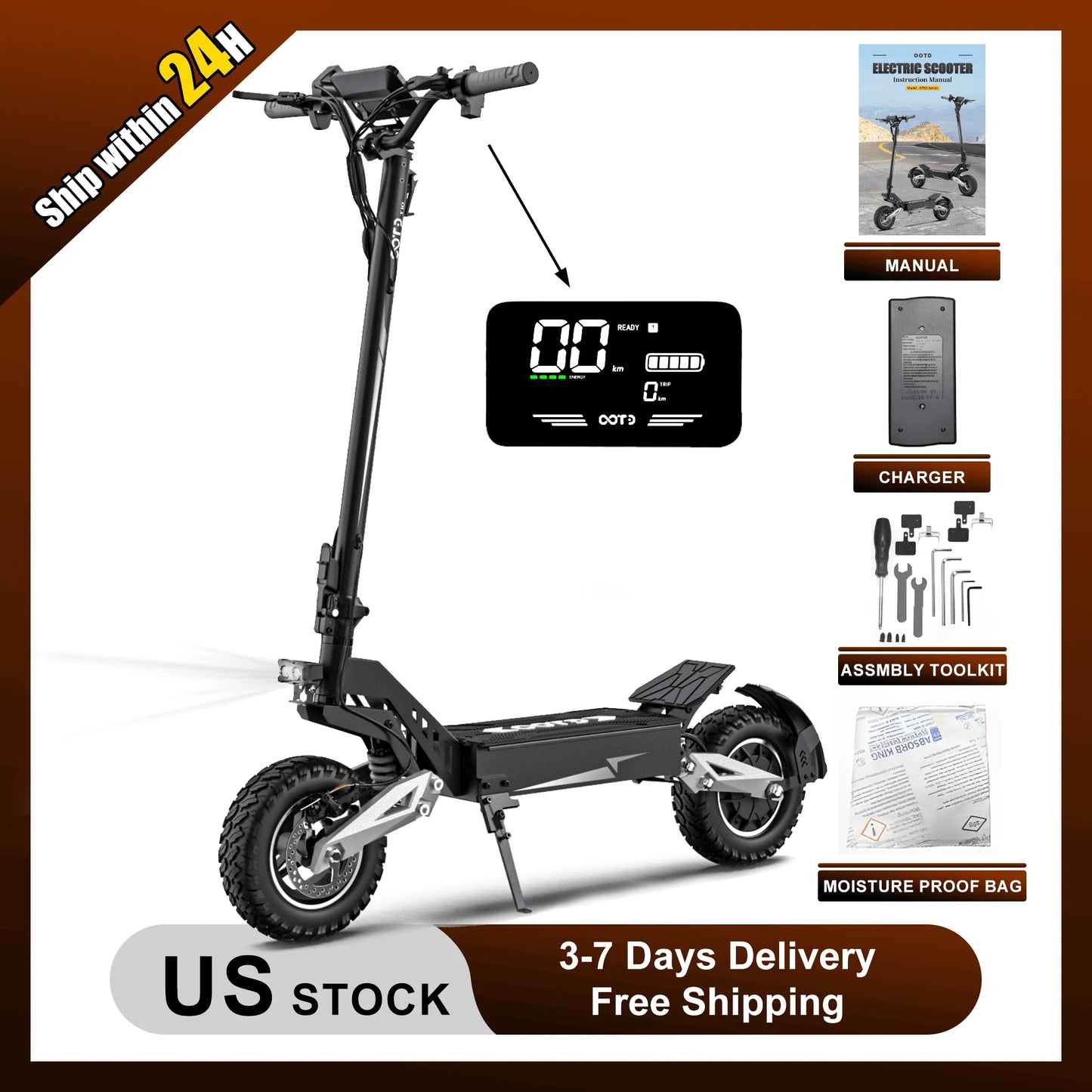 Max Speed Electric Scooter 900W Peak Motor 48V Lithium