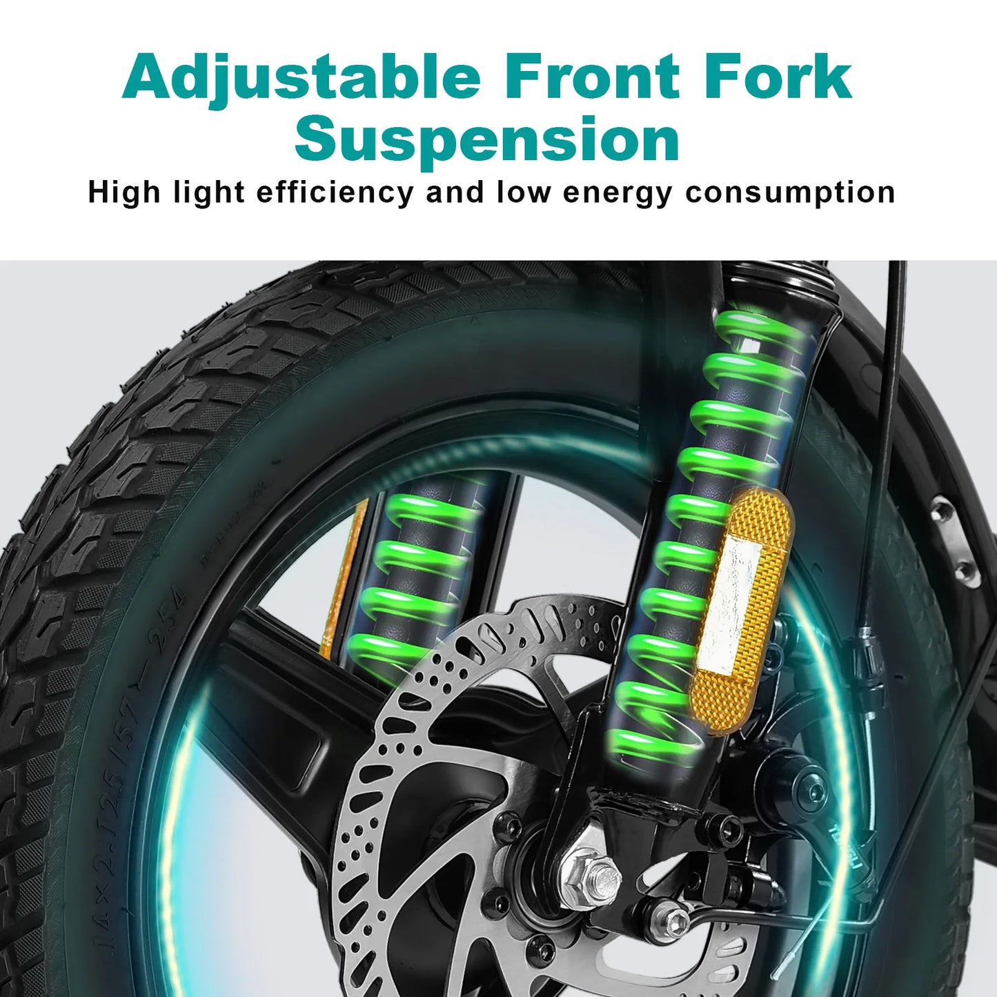 LELEKUAI 14 Inch Electric Folding Bike with Removable Battery