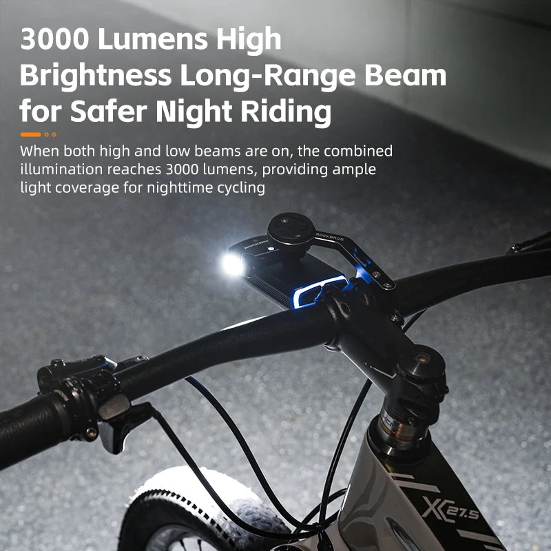 ROCKBROS 3000 Lumen Bike Light 10000mAh Power Bank Aluminum