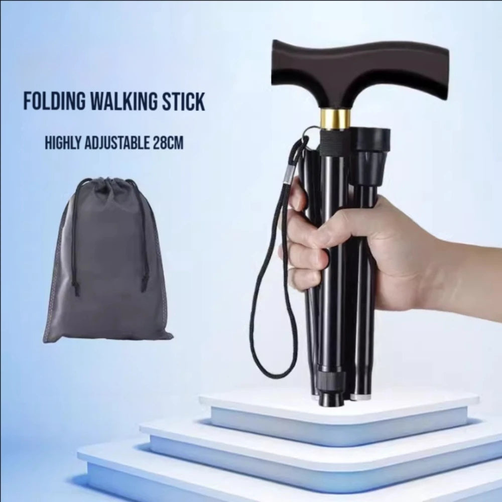 Ultralight Foldable Trekking Pole, 4-Section Adjustable Hiking Stick, Non-Slip Rubber Tip, Compact Durable Outdoor