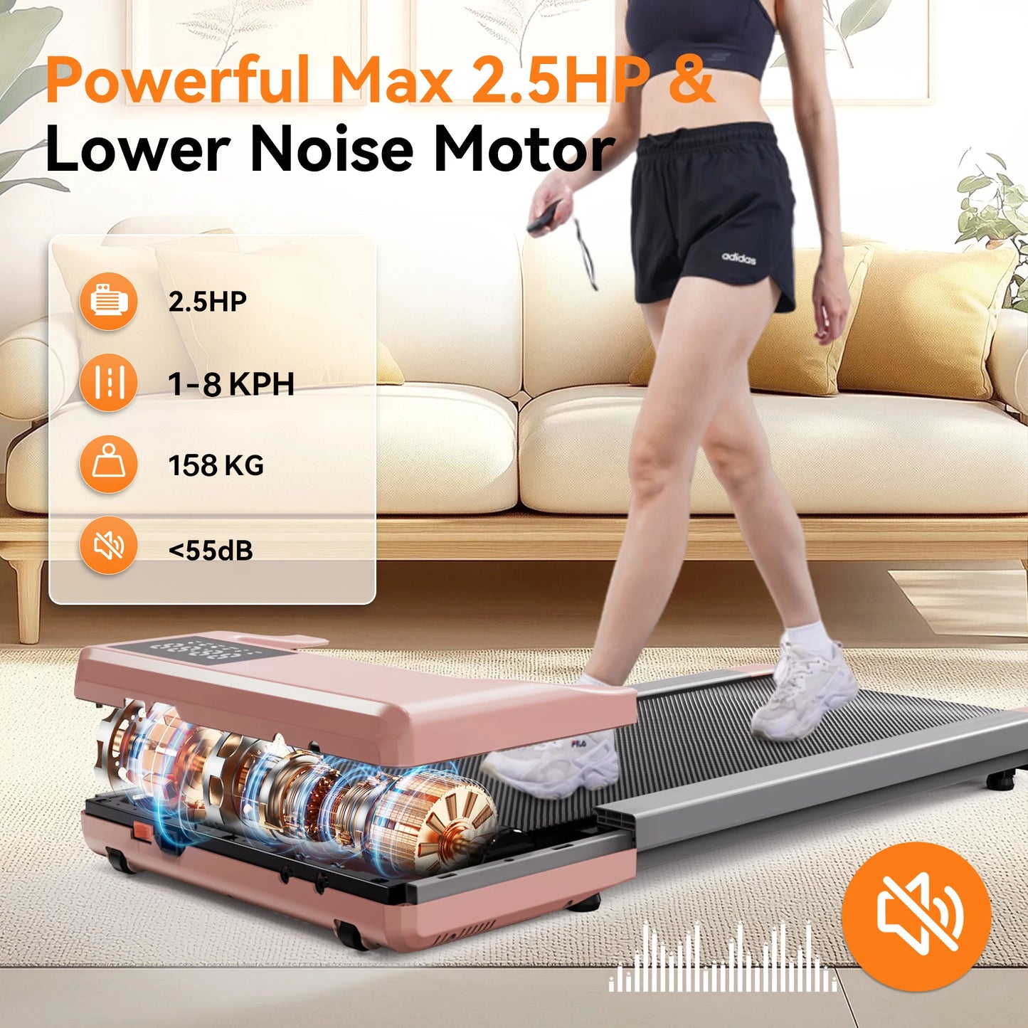 Smart Under Desk Treadmill with APP Remote Control for Home Office Exercise