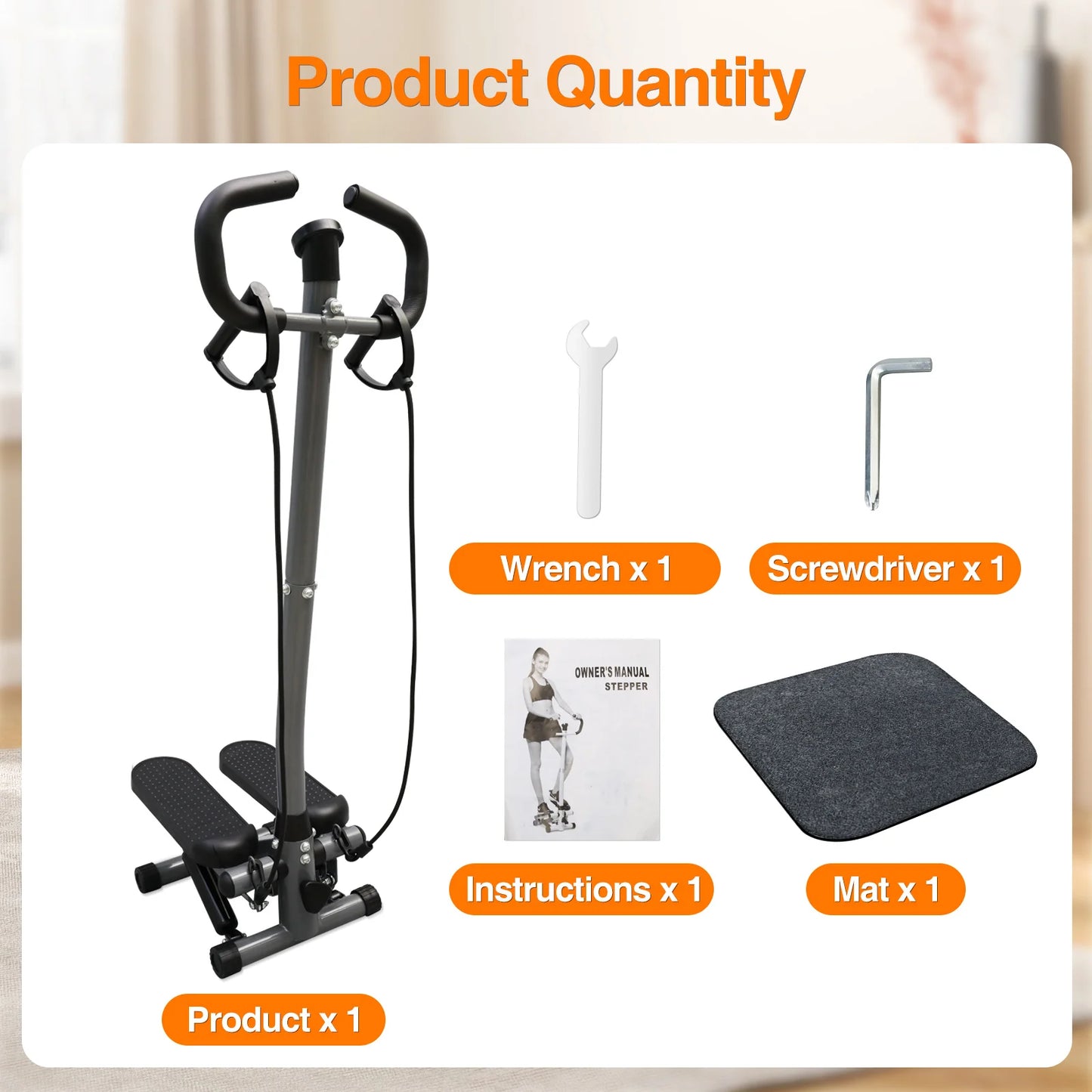 Home Gym Exercise Stepper Machine With LCD Monitor And Bands