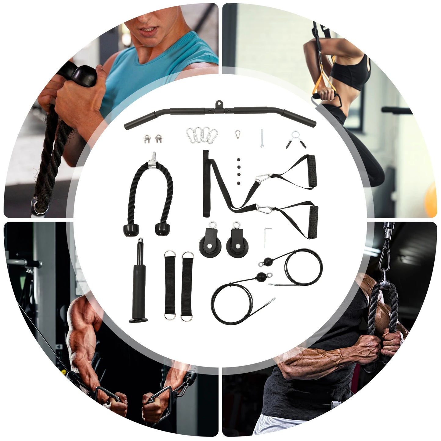 Exerciser Manual Carbon Steel Pulley System Fitness Cable