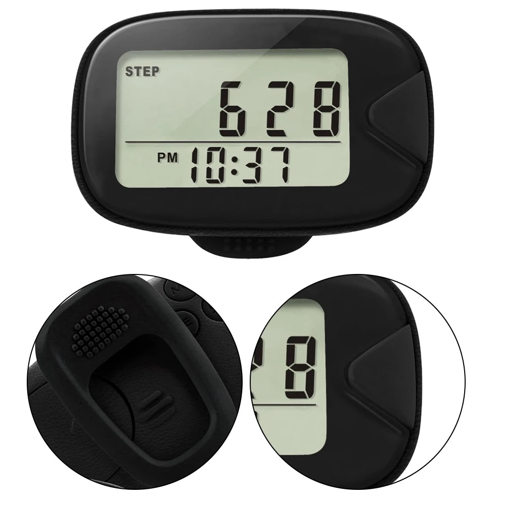 Portable LCD Pedometer Clip On Step Counter for Walking and Running