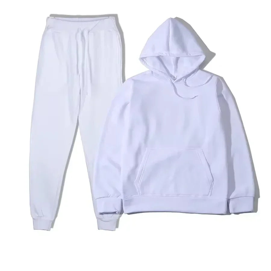 NONECN Winter Women Tracksuit Hoodie Sweatpants Set