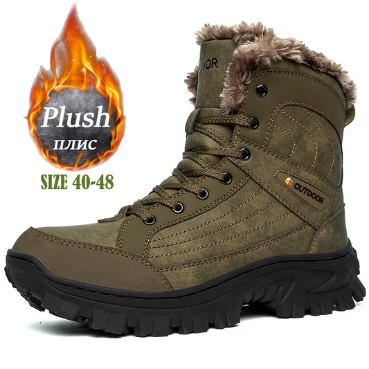 Men's Plush Waterproof Winter Snow Boots with Anti-Slip Comfort and Warmth