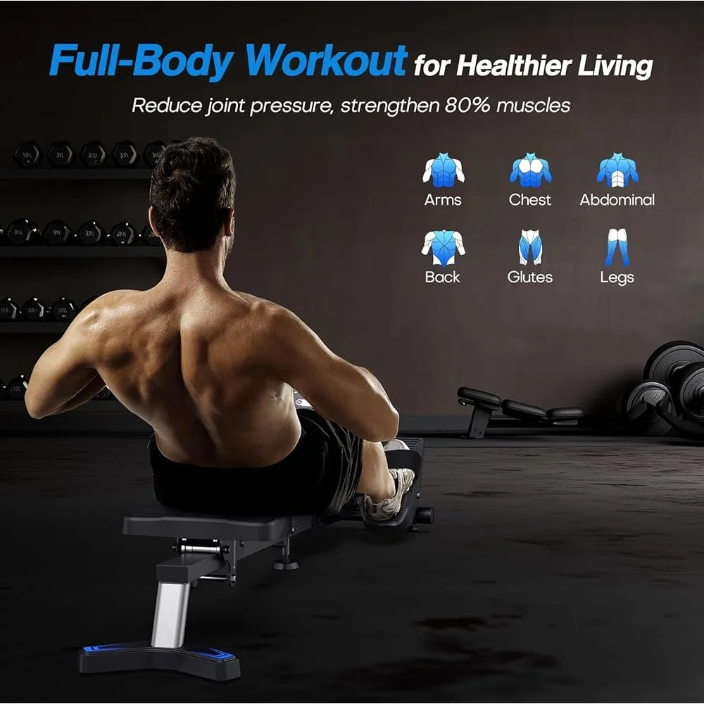 Magnetic Rowing Machine Compact Indoor Rower 300lbs Adjustable Resistance